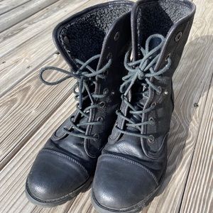 Black combat boots